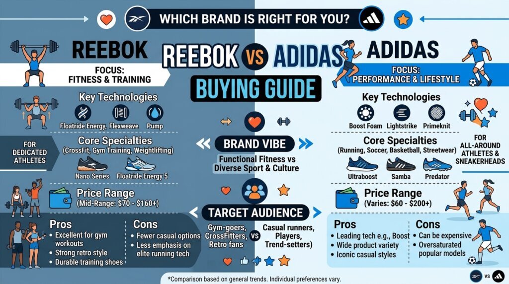 Reebok vs Adidas Buying Guide