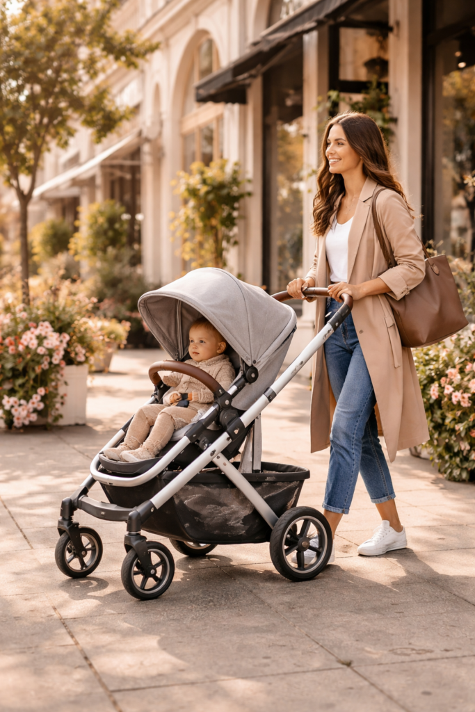 UPPAbaby Vista V3 stroller side profile lifestyle
