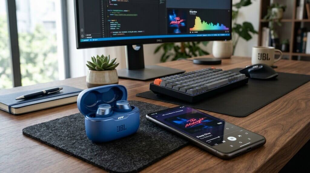 Alt: JBL Live Beam 3 wireless earbuds for iPhone
