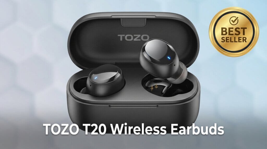 TOZO T20 wireless earbuds under $50 with long battery life