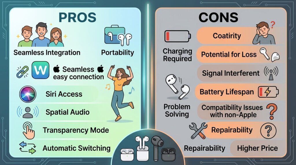 pros and cons of wireless earbuds for iPhone