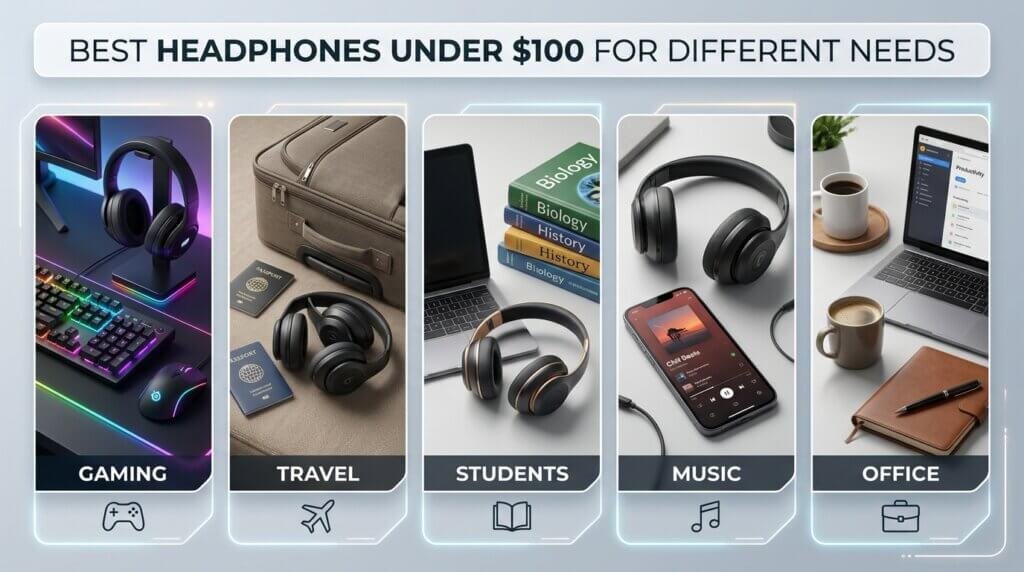 Best headphones under $100 for gaming travel students and music